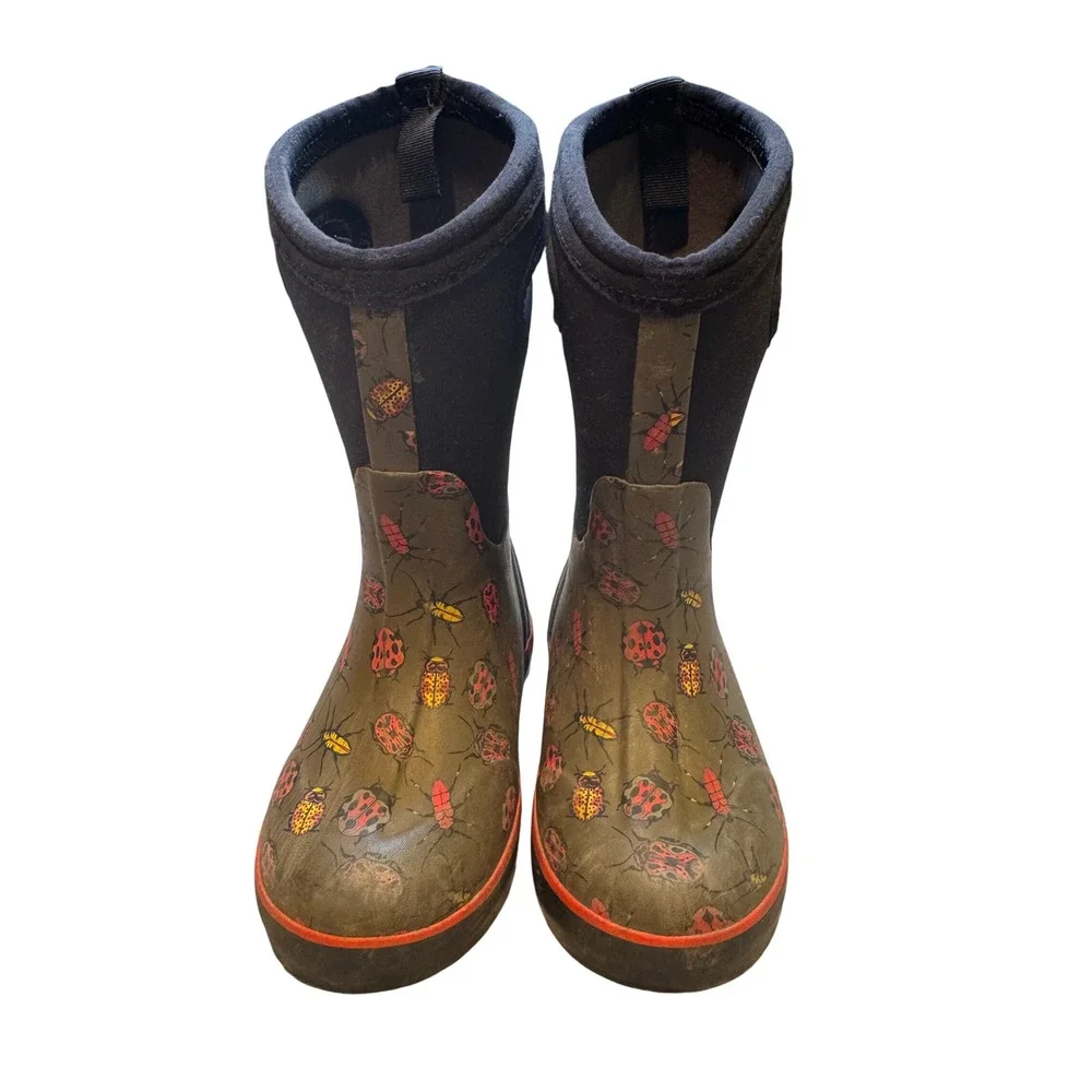 Bogs Classic II Bugs Kids Rain Boots Olive Green‎ Ladybug Beetle 72904 Size 11